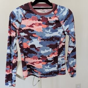 L.L. Bean Women's Long Sleeve Top - Blue and Pink Camouflage
